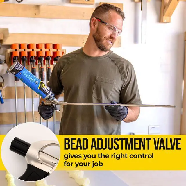 Alt view image 5 of 6 - Spray Foam Gun 2' Long Nozzle, High Precision, Adjustable Flow Control, Contractor-Grade Pro Applicator for Insulating Foam Sealant, Full PTFE Coated, Pack of 2