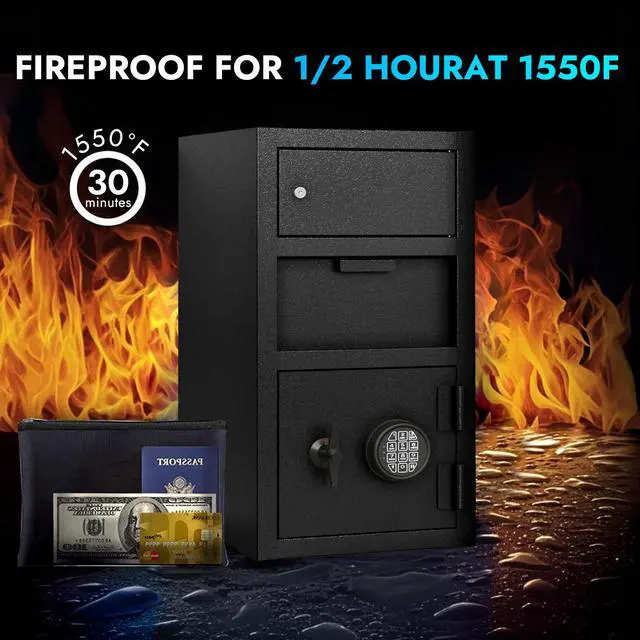 Alt view image 3 of 6 - 4 CUB Heavy Duty Dual Door Safe Box Fireproof Waterproof, Money Safe Box with Anti-Fishing & Free Fireproof Bag for Home, Office, Jewelry, Documents(4.0 Cuft Double Door Drop Safe)