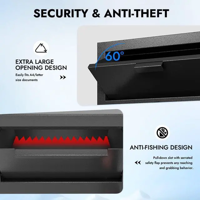 Alt view image 4 of 6 - 4 CUB Heavy Duty Dual Door Safe Box Fireproof Waterproof, Money Safe Box with Anti-Fishing & Free Fireproof Bag for Home, Office, Jewelry, Documents(4.0 Cuft Double Door Drop Safe)