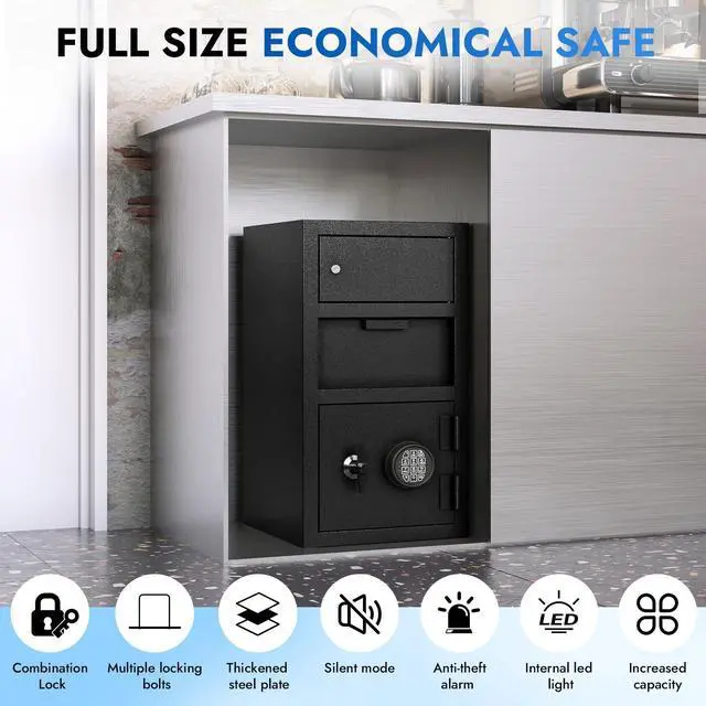 Alt view image 5 of 6 - 4 CUB Heavy Duty Dual Door Safe Box Fireproof Waterproof, Money Safe Box with Anti-Fishing & Free Fireproof Bag for Home, Office, Jewelry, Documents(4.0 Cuft Double Door Drop Safe)