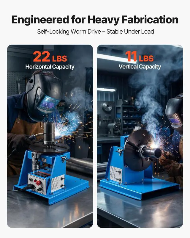 Alt view image 3 of 6 - Rotary Welding Positioner 10KG, 1-12 RPM 20W, Adjustable 0-90° Turntable with 8.1 Inch 3-Jaw Chuck, Compact Welder Machine for Precision Cutting, Grinding, Assembly, and Testing