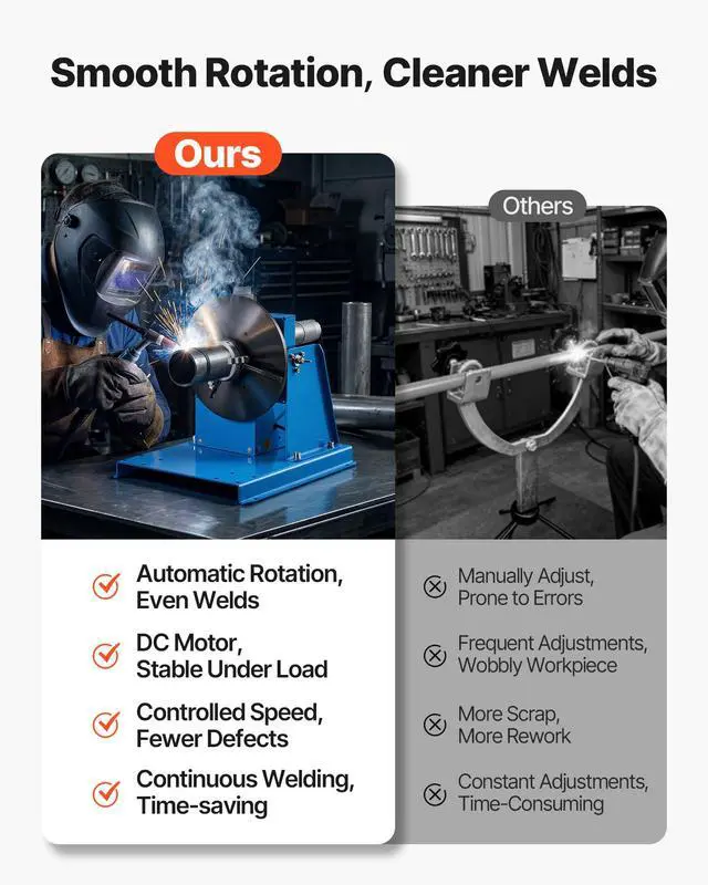 Alt view image 4 of 6 - Rotary Welding Positioner 10KG, 1-12 RPM 20W, Adjustable 0-90° Turntable with 8.1 Inch 3-Jaw Chuck, Compact Welder Machine for Precision Cutting, Grinding, Assembly, and Testing