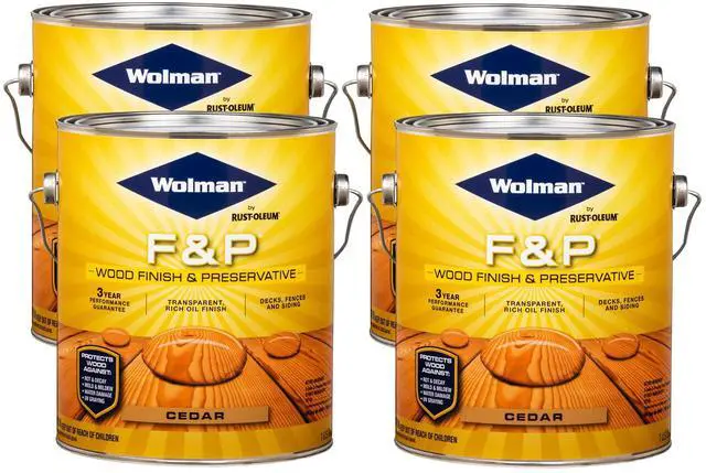 Main image of 14416-4PK F&P Oil-Based Wood Finish & Preservative Transparent Stain, Gallon, Cedar, 4 Pack