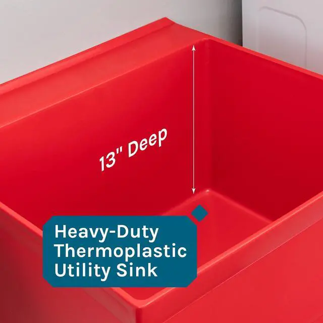 Alt view image 6 of 6 - 19 Gallon Utility Sink Laundry Tub by with Adjustable Metal Legs, Ideal for Laundry room, Basement, or Garage Workshop. Heavy Duty Shop Sink. No Faucet Included