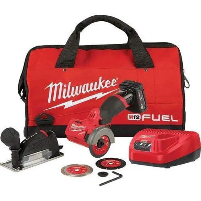 Alt view image 2 of 5 - M12 FUEL 3" Compact Cut Off Tool Kit - 24V, 4Ah, 4A, 1.5E+3 RPM, 3" Max. Chuck Size, Black/Red