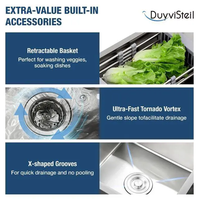 Alt view image 2 of 6 - 33 Inch Drop In Kitchen Sink, 16 Gauge Stainless Steel Kitchen Sink Single Bowl Sinks with Drain Strainer (33"x19"x9")