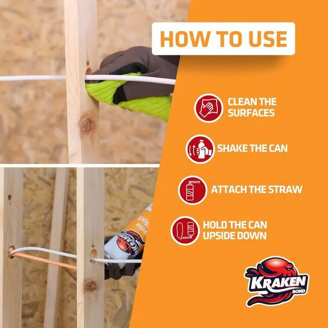 Alt view image 4 of 6 - Extreme Orange Fire Block Foam - (12x24oz) Fire Rated Polyurethane Spray for Gap Filling, Sealing on Windows, Walls, Joints & Pipes, Straw Use High Expansion Fire Proof Foam - 12 Pack