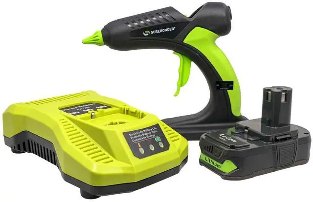 Main image of 60 Watt Ryobi Type 18 Volt Battery Powered Cordless Professional Heavy Duty Full Size Hot Glue Gun with Battery and Charger Included