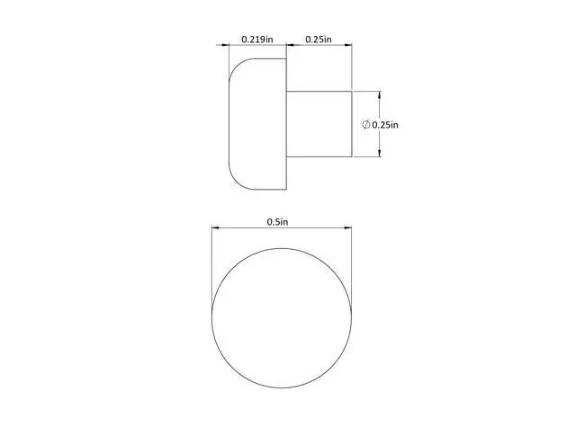 Alt view image 2 of 6 - Fits 1/4" Hole - 1/2" Diameter - 1/4" Stem Height - 7/32" Bumper Height - Rounded Push-in Rubber Bumper (1000)