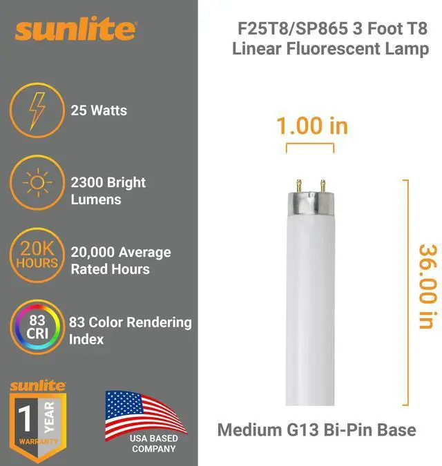 Alt view image 2 of 6 - F25T8/SP850/30PK T8 High Performance Medium Bi-Pin (G13) Base Straight Tube Bulb (30 Pack), 25W/5000K, Soft White