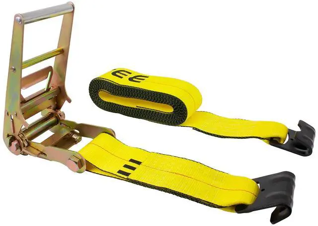 Alt view image 4 of 6 - 4" x 30' Ratchet Tie Down Straps w/Flat Hook Extreme, 6,670 Lbs WLL Tie Down for Flatbed Truck Trailer (4 - Pack) Yellow