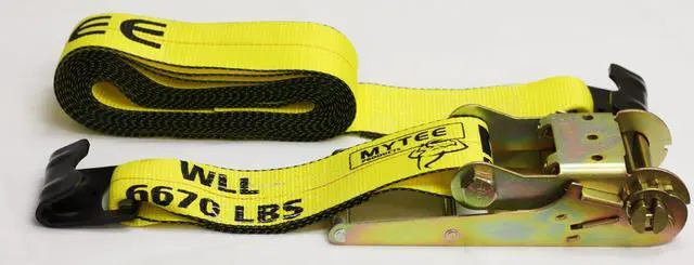 Alt view image 6 of 6 - 4" x 30' Ratchet Tie Down Straps w/Flat Hook Extreme, 6,670 Lbs WLL Tie Down for Flatbed Truck Trailer (4 - Pack) Yellow