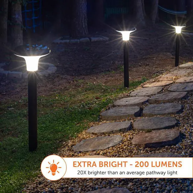 Alt view image 3 of 6 - Vantage Bollard Solar Pathway Light, Black Aluminum, Large 10" Diameter, 31" Tall Height, UltraBright 200 Lumens, Warm White 2700K LED, Waterproof Outdoor Landscape, 314B50000 (1 Pack)