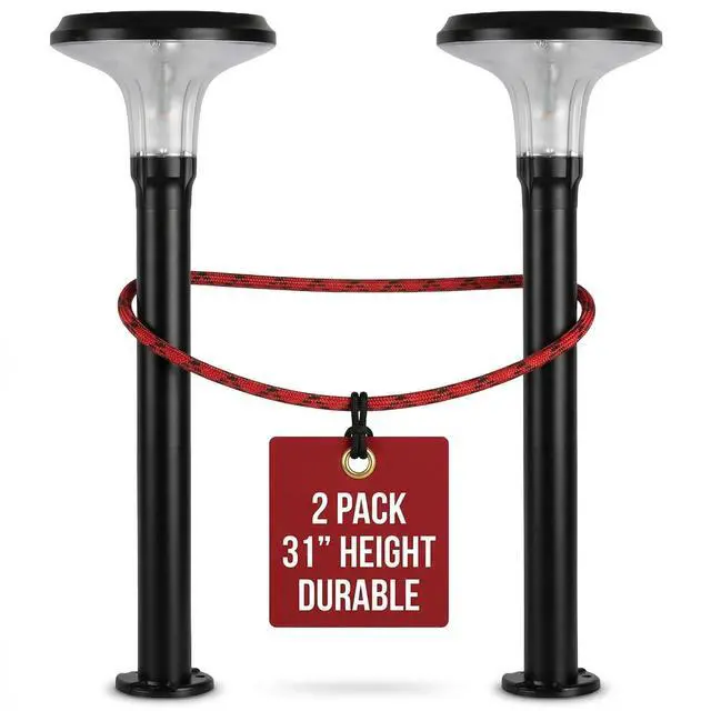 Main image of Vantage Bollard Solar Pathway Light, Black Aluminum, Large 10" Diameter, 31" Tall Height, UltraBright 200 Lumens, Warm White 2700K LED, Waterproof Outdoor Landscape, 314B50000 (2 Pack)