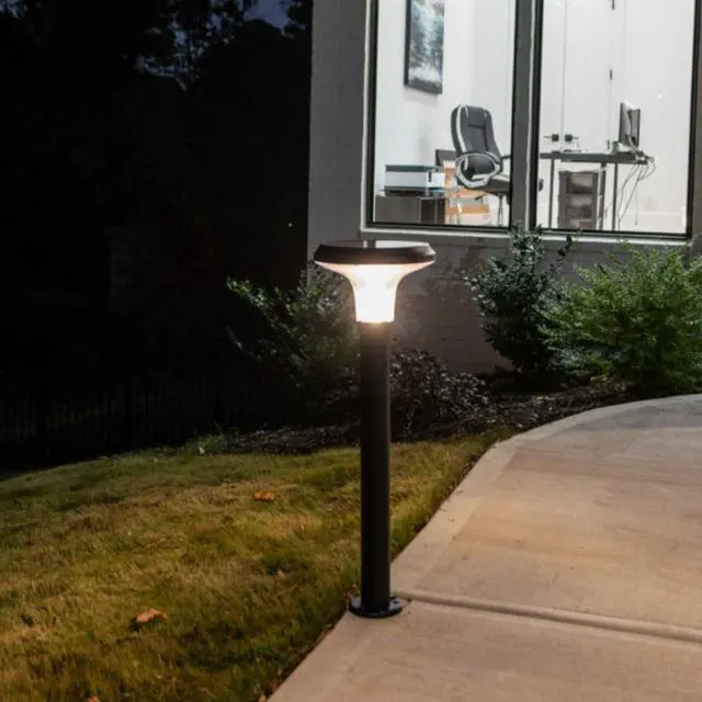 Alt view image 5 of 6 - Vantage Bollard Solar Pathway Light, Black Aluminum, Large 10" Diameter, 31" Tall Height, UltraBright 200 Lumens, Warm White 2700K LED, Waterproof Outdoor Landscape, 314B50000 (2 Pack)