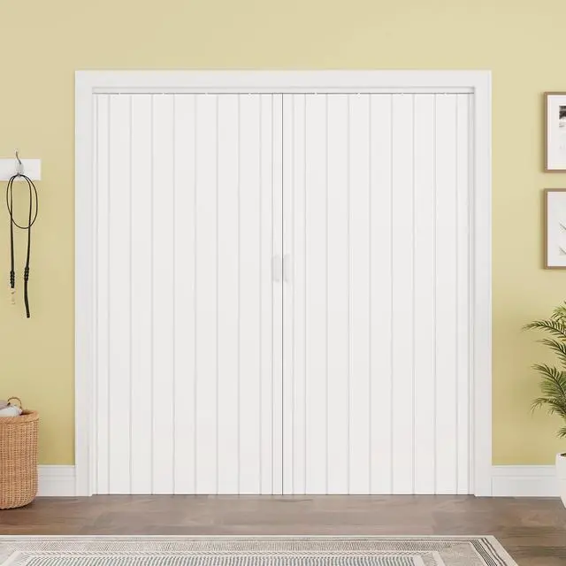 Alt view image 2 of 6 - 72" x 80" Double Walled PVC Accordion Door Interior with Full-Side Strong Magnetic Strip, Soundproof Accordion Folding Door for Doorway Closet RV Kitchen Bathroom, Sturdy & Easy to Install, Trimmable