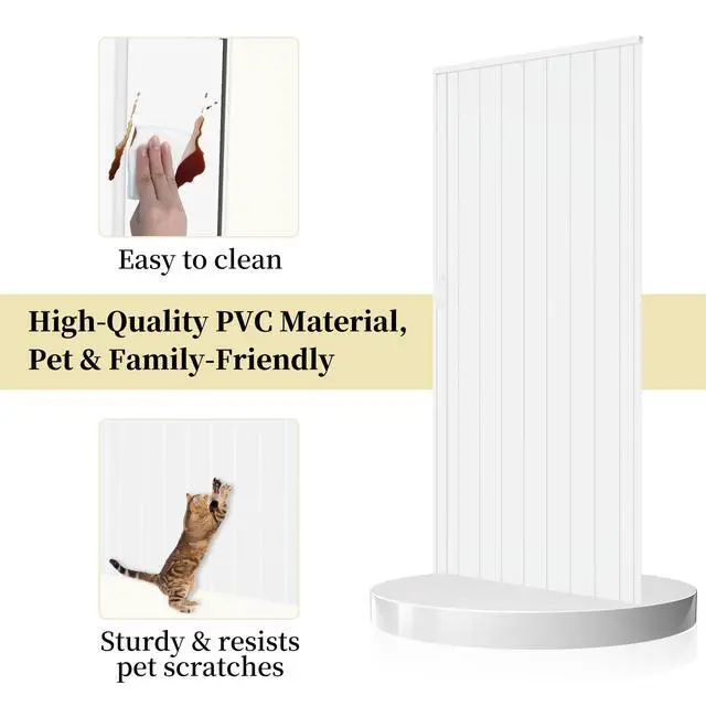 Alt view image 4 of 6 - 72" x 80" Double Walled PVC Accordion Door Interior with Full-Side Strong Magnetic Strip, Soundproof Accordion Folding Door for Doorway Closet RV Kitchen Bathroom, Sturdy & Easy to Install, Trimmable