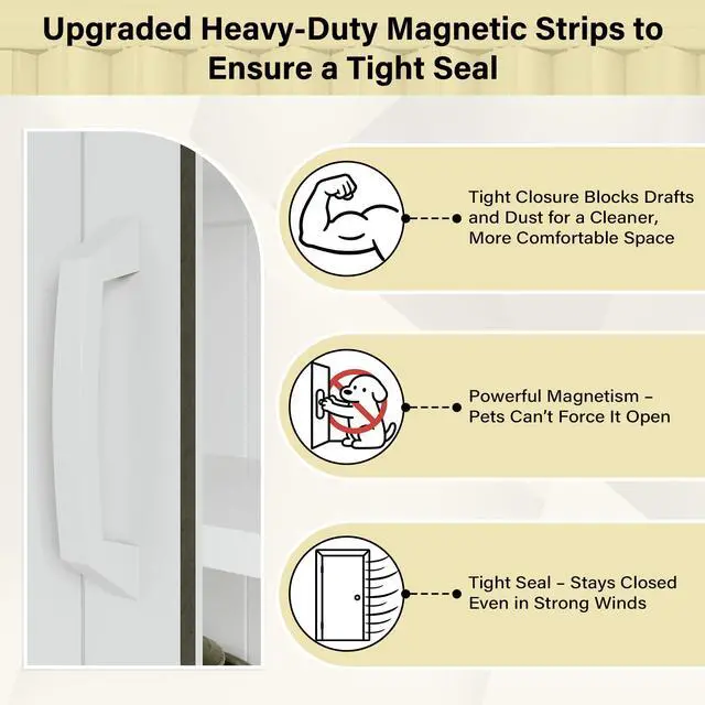 Alt view image 5 of 6 - 72" x 80" Double Walled PVC Accordion Door Interior with Full-Side Strong Magnetic Strip, Soundproof Accordion Folding Door for Doorway Closet RV Kitchen Bathroom, Sturdy & Easy to Install, Trimmable