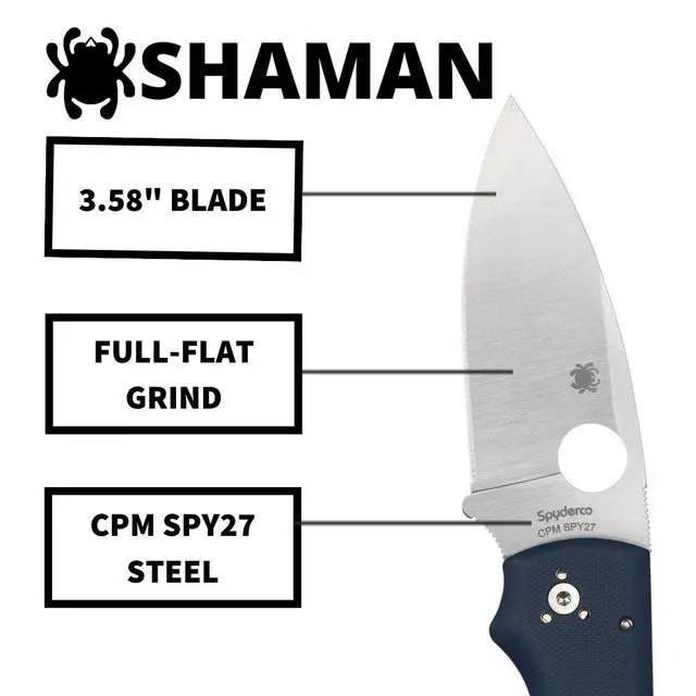 Alt view image 3 of 5 - Shaman Folding Pocket Knife with 3.5" CPM SPY27 Steel Blade and G-10 Handle - EDC Knife for Men and Women, Perfect for Hunting, Tactical, Camping, Survival, Hiking - PlainEdge - C229GPCBL