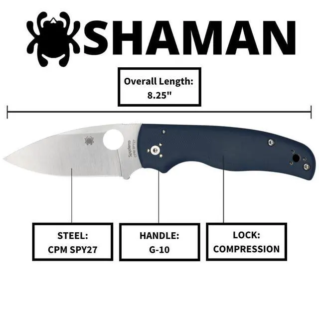 Alt view image 5 of 5 - Shaman Folding Pocket Knife with 3.5" CPM SPY27 Steel Blade and G-10 Handle - EDC Knife for Men and Women, Perfect for Hunting, Tactical, Camping, Survival, Hiking - PlainEdge - C229GPCBL