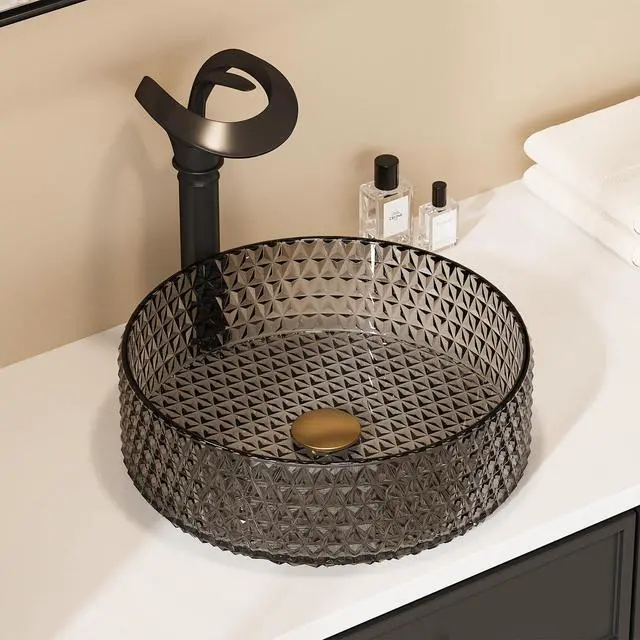 Alt view image 2 of 6 - Vessel Sink,Bathroom Sinks Wash Bowl Modern Black Countertop Vanity Sinks for Bathroom Above Counter