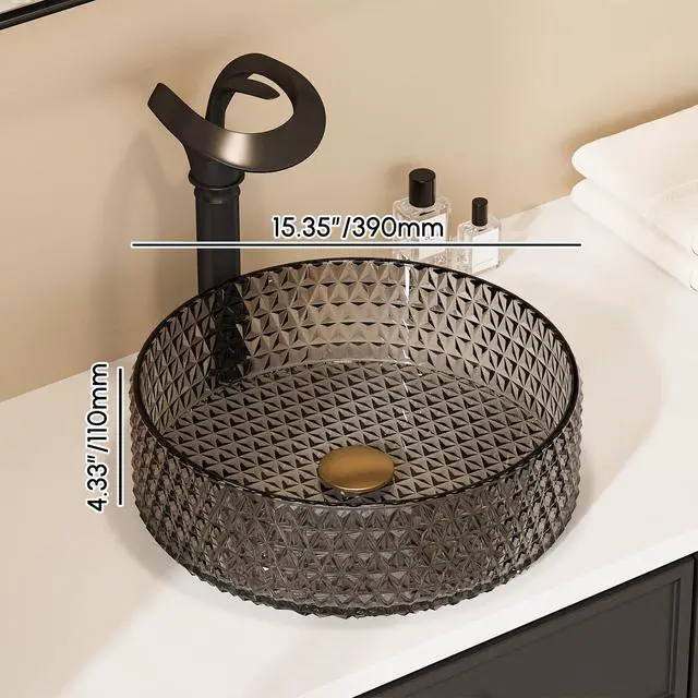 Alt view image 5 of 6 - Vessel Sink,Bathroom Sinks Wash Bowl Modern Black Countertop Vanity Sinks for Bathroom Above Counter