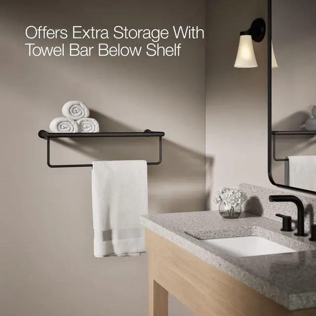 Alt view image 3 of 6 - Towel Rack by, Bathroom Towel Shelf Hotelier, Kumin Collection, Matte Black, K-24552-BL