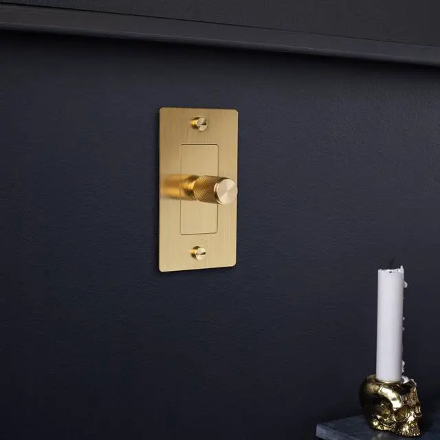 Alt view image 6 of 6 - Buster and Punch 1 Gang Single Dimmer Switch LED Cross Knurl Without Logo in Steel