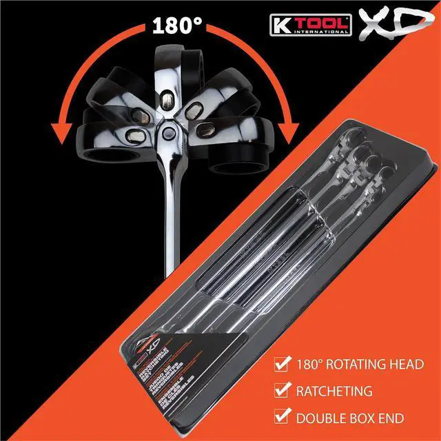 Alt view image 3 of 6 - XDDBM10 5 Piece Reversible Double Box Ratcheting Wrench Set for Garages, Repair Shops, and DIY, Black