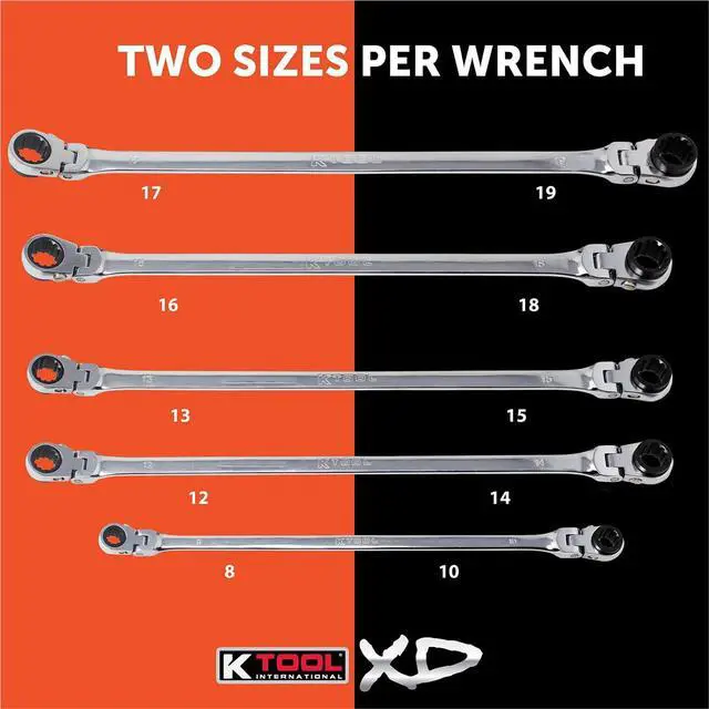 Alt view image 4 of 6 - XDDBM10 5 Piece Reversible Double Box Ratcheting Wrench Set for Garages, Repair Shops, and DIY, Black