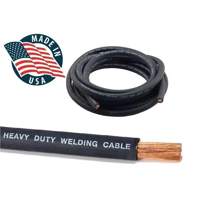 Alt view image 2 of 6 - 50-ft 2-AWG USA-made Heavy Duty Welding Cable with Stick Electrode Holder Stinger and Dinse-type Twistlock Connector Plug for Welder Whip Lead