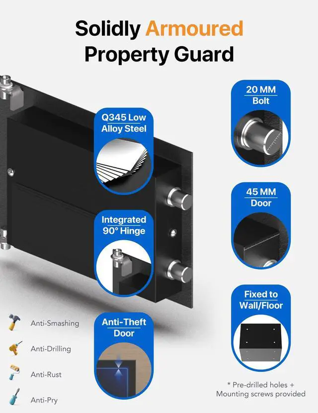 Alt view image 6 of 6 - FORFEND Smart Home Safes | WiFi Safe Box App Unlock/Alarm | Voice Control, Kidnap SOS Alarm, Tamper Detect, Frozen Mode | Money Security Lockbox History Track | Digital Caja Fuerte Remote Live Monitor