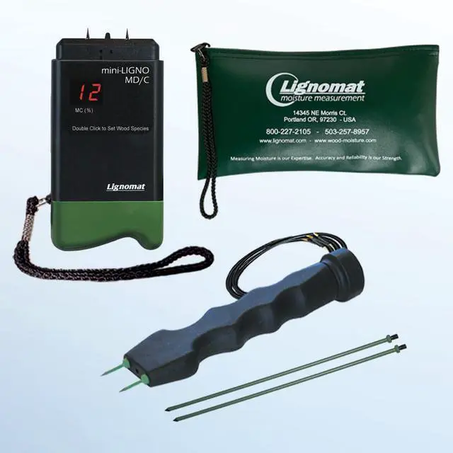 Alt view image 2 of 6 - Pin Wood Moisture Meter, Digital Moisture Detector for Lumber Drywall Firewood Masonry Woodworking Plaster Floor - mini-Ligno D/C, Electrode E14M, Pouch