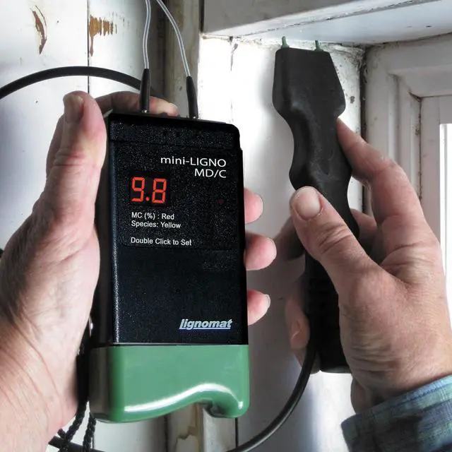 Alt view image 5 of 6 - Pin Wood Moisture Meter, Digital Moisture Detector for Lumber Drywall Firewood Masonry Woodworking Plaster Floor - mini-Ligno D/C, Electrode E14M, Pouch