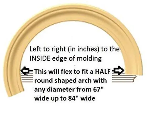 Alt view image 3 of 5 - #RB3: Flexible Casing Molding: 1-1/16" Thick x 3.5" Wide - PRE Curved to fit Half Round Arches 67" to 84" Diameter