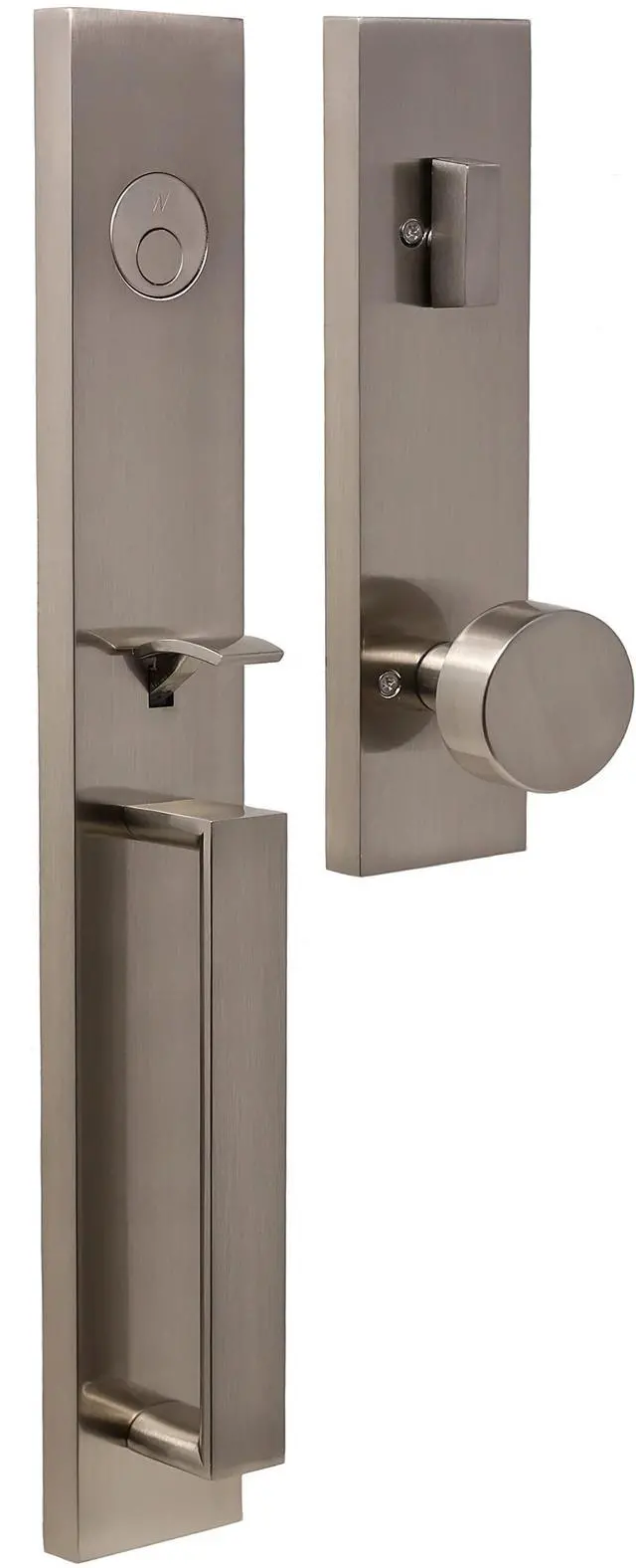 Main image of Xanthis Single Cylinder Handle Set with Mesa Knob (Satin Nickel, Dummy Handleset)
