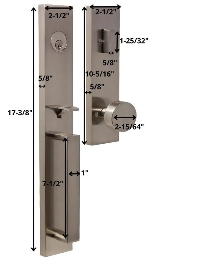 Alt view image 2 of 5 - Xanthis Single Cylinder Handle Set with Mesa Knob (Satin Nickel, Dummy Handleset)