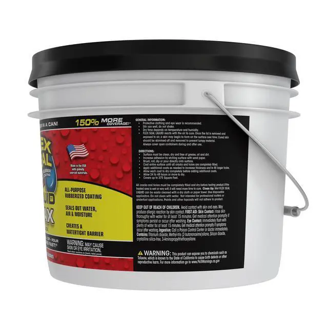 Alt view image 2 of 6 - Liquid Rubber Coating Sealant, Waterproof, Flexible, Breathable, and UV Resistant, Roof Repair, Basements, RV, Campers, Trailers, Marine, EPDM, Masonry, MAX, Black, 2.5 Gallon