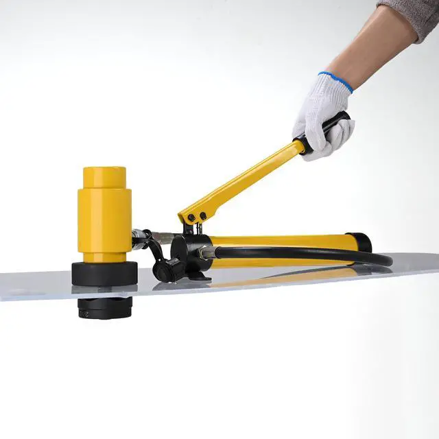 Alt view image 3 of 6 - 1/2" to 4" 15-Ton Hydraulic Knockout Punch Set 10-Die Conduit Punch Driver Kit for Sheet Metal Aluminum Stainless Steel - Yellow
