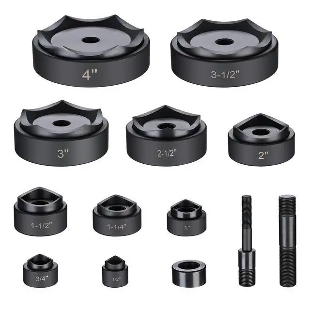 Alt view image 4 of 6 - 1/2" to 4" 15-Ton Hydraulic Knockout Punch Set 10-Die Conduit Punch Driver Kit for Sheet Metal Aluminum Stainless Steel - Yellow