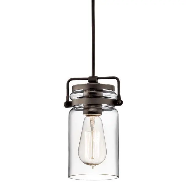 Alt view image 6 of 6 - Brinley 3-Light Pendant Light with Clear Glass in Olde Bronze, Modern Farmhouse Kitchen Island Lighting Fixture for Dining Room (8.5" x 7.75"), 42869OZ