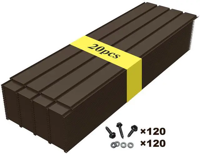 Alt view image 2 of 6 - Domi 20 PCS Metal Roofing Panels, Galvanized Steel Corrugated Roof Panels Waterproof Heavy Duty Metal Siding Panels with Screws for Pergola Gazebo Garage Sheds Mobile Home (Brown)