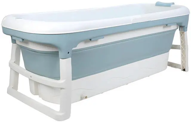Main image of Portable Bathtub, 58/56/50/46 Inch Collapsible Bathtub, Freestanding Foldable Bath Tub for Adults, Folding Tub for Shower, Hot Bath, Ice Bath Blue-B-130cm
