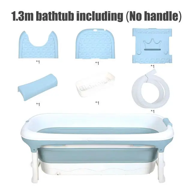 Alt view image 6 of 6 - Portable Bathtub, 58/56/50/46 Inch Collapsible Bathtub, Freestanding Foldable Bath Tub for Adults, Folding Tub for Shower, Hot Bath, Ice Bath Blue-B-130cm