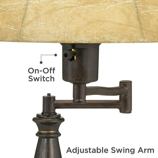 Alt view image 3 of 6 - Andrea 22 1/2" High Small Farmhouse Rustic Traditional Desk Lamps Set of 2 Smart Socket Swing Arm Brown Bronze Finish Metal Shade Home Office Living Room Bedroom Bedside Nightstand