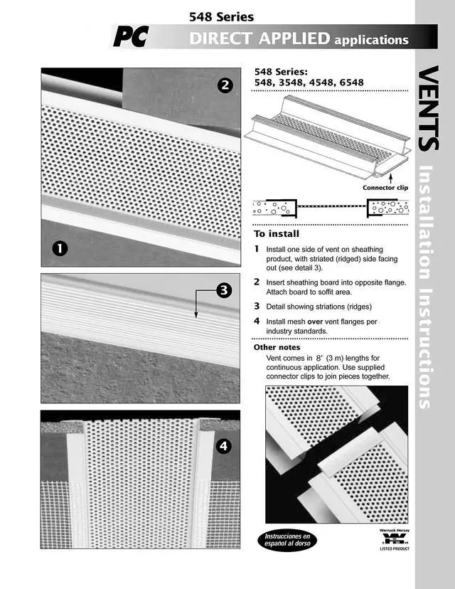 Alt view image 5 of 6 - Continuous Soffit Vent - 300, 2-5/8" Vented, 8' Length, 10 Pieces per Box, PVC