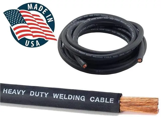 Alt view image 2 of 6 - 50-ft 2-AWG USA-made Heavy Duty Welding Cable with Work Clamp and Dinse-type Twistlock Connector Plug for Welder Whip Lead