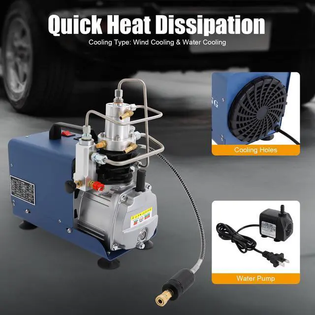 Alt view image 4 of 6 - Electric 4500psi PCP Air Compressor Pump, 30MPa Portable High Pressure Air Compressor Inflator PC P, Two-Stage Compression PCP Air Pump