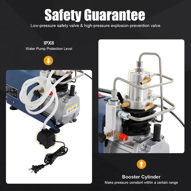 Alt view image 5 of 6 - Electric 4500psi PCP Air Compressor Pump, 30MPa Portable High Pressure Air Compressor Inflator PC P, Two-Stage Compression PCP Air Pump