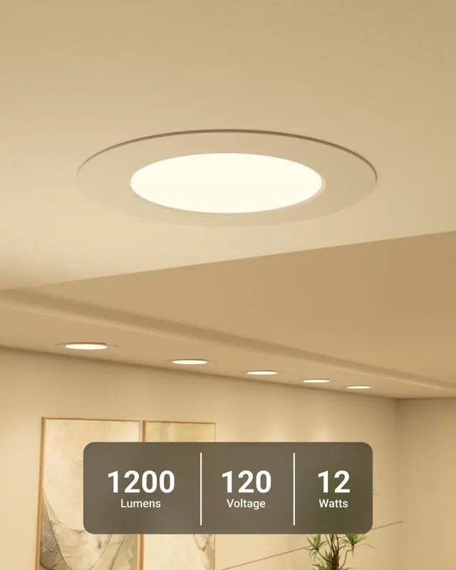 Alt view image 2 of 6 - Sunco 48 Pack Retrofit LED Recessed Lighting 6 Inch, Can Lights for Ceiling, 1200 LM, 15W, Selectable CCT 2700K/3000K/4000K/5000K/6000K, Dimmable, Ultra Thin Flat Light Fixture UL